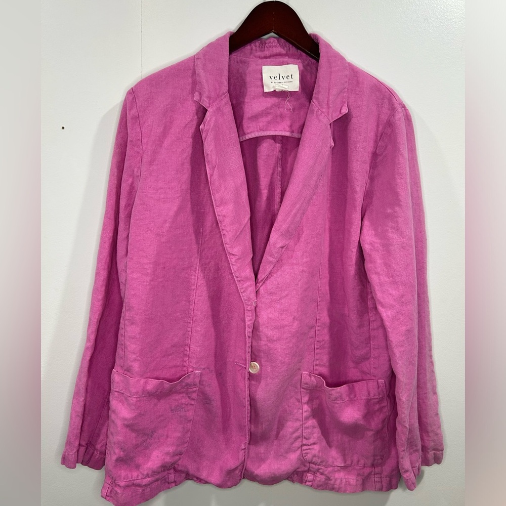 Women's Velvet by Graham & Spencer Linen Blazer Size Large